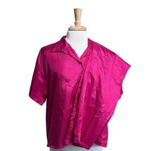 VTG Ronnie Salloway Made In USA Fushia Pink Silky Polyester 2pc Set Women's XL